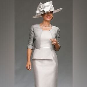 NWT Gabriela Sanchez dress/jacket silver Mother of the Bride wedding British 12